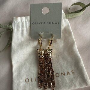 Oliver Bonas gold tiger drop earrings